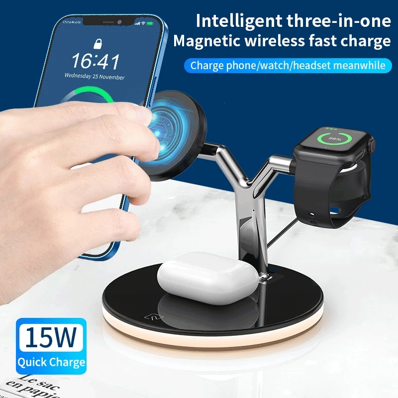 3 In 1 Magnetic Wireless Phone Charger for Magsafe IPhone 12 Pro Chargers 15W Fast Charging Dock for Apple Watch Airpods Pro
3 In 1 Magnetic Wireless Phone Charger for Magsafe IPhone 12 Pro Chargers 15W Fast Charging Dock for Apple Watch Airpods Pro