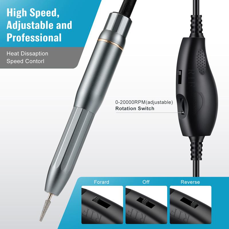 Nail Drill & Accessories 20000 RPM Electric Machine Mill Cutter Apparatus For Manicure Art Tools Gel Polish Grind Pedicure Files