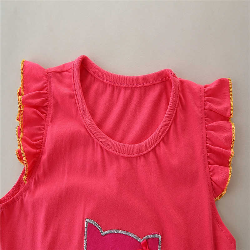 Jumping Meters Summer Animals Owl Embroidery Fashion Children's Clothing Sets Cute Girls 2 Pcs Suit Toddler Outfits 210529