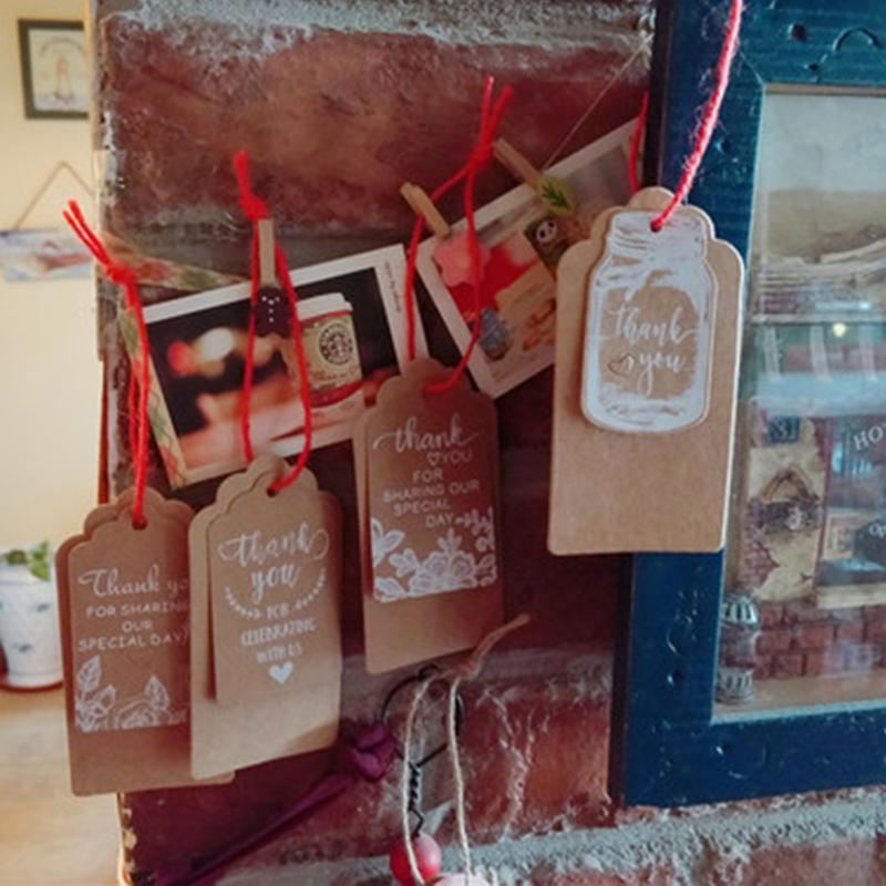 50Pcs/pack Vintage Kraft Paper Gift Cards Wedding Party Card Love Thank You Invitation Tag Decoration Crafts Greeting