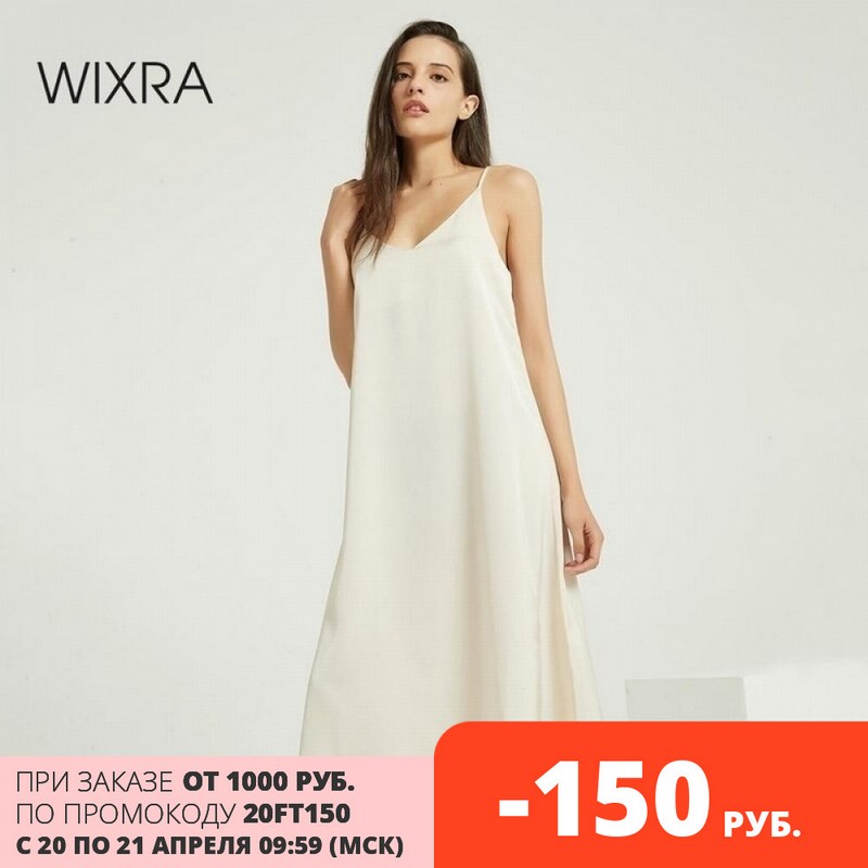 Wixra Sexy Strap Backless Satin Dress Loose Dresses Spring Summer New Sleeveless Basic Solid Womens Clothing, Apricot
Wixra Sexy Strap Backless Satin Dress Loose Dresses Spring Summer New Sleeveless Basic Solid Womens Clothing, Apricot