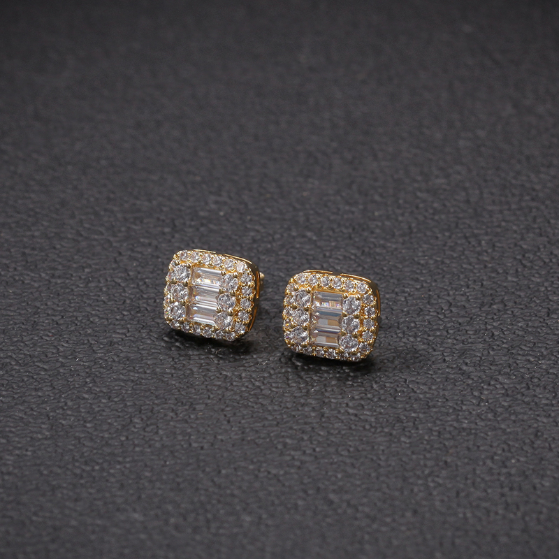 Uwin Baguette Earrings 8x10mm Micro Paved Cubic Zircon Earings Fashion Jewelry Gift 220211