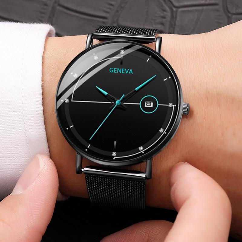 Wristwatches GENEVA Men's Watch Men Ultra-thin Stainless Steel Personalized Design With Calendar Male Clock Reloj Hombre Montre Homme 2021, White
Wristwatches GENEVA Men's Watch Men Ultra-thin Stainless Steel Personalized Design With Calendar Male Clock Reloj Hombre Montre Homme 2021, White