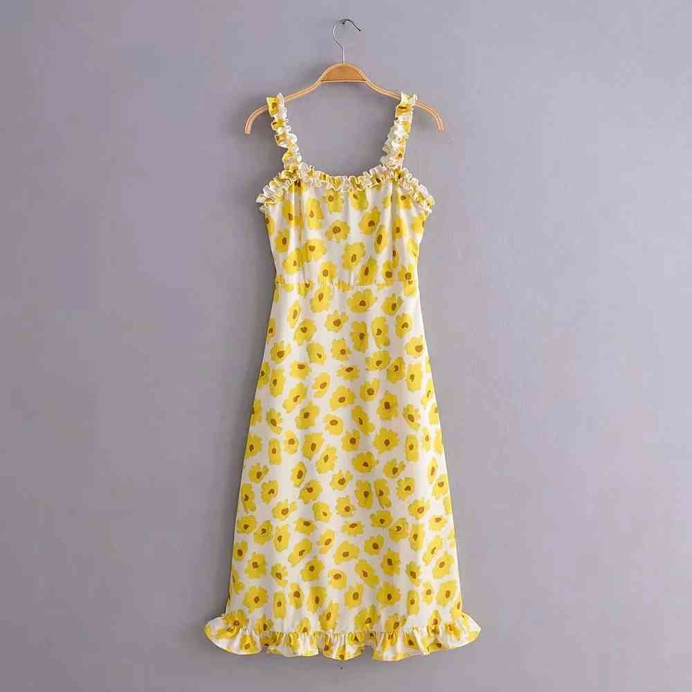 Foridol Bohemian maxi long dress women sunflower dress summer holiday boho beach dress yellow vestidos 210415