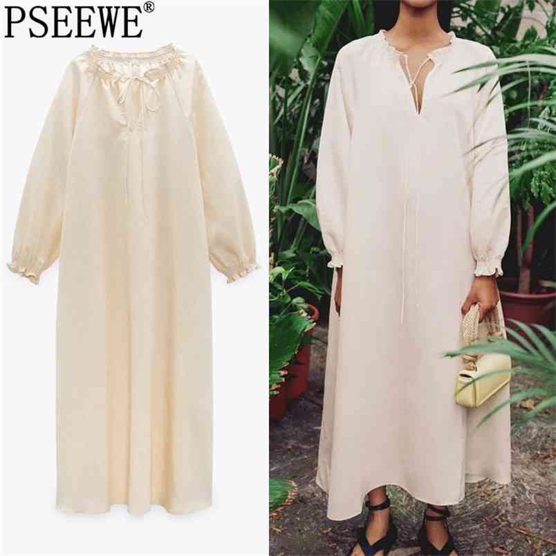 Dress Woman Beige Tunic Long Women Fashion Tied Puff Sleeve Summer es Ruffle Casual Women' es 210519
Dress Woman Beige Tunic Long Women Fashion Tied Puff Sleeve Summer es Ruffle Casual Women' es 210519