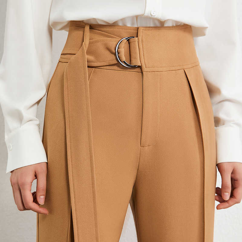 Minimalism Autumn Winter Women's Pants Fashion OLstyle Solid Belt Straight Female Trousers For Women 12030357 210527