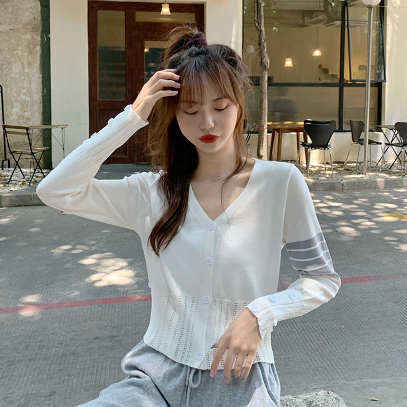 Cardigan Women Korean Long Sleeve Summer Cropped Knitted V Neck Thin Ice Silk Sweaters Sunscreen Shirt Tops 210608, Photo color
Cardigan Women Korean Long Sleeve Summer Cropped Knitted V Neck Thin Ice Silk Sweaters Sunscreen Shirt Tops 210608, Photo color