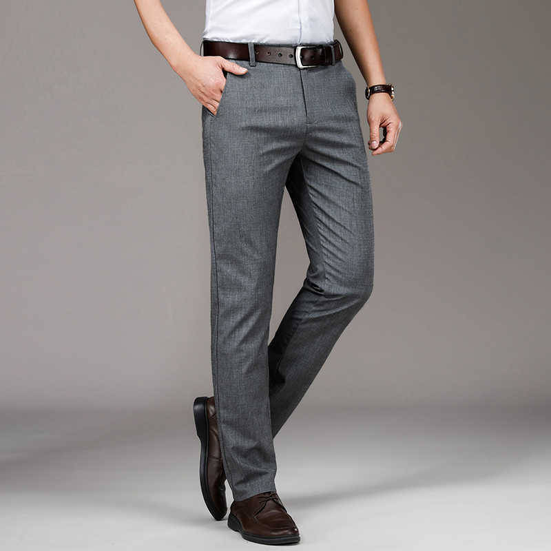 Summer High Waist Linen Men's Pants Loose Thin Breathable Work Wide Legs Classic Business Blue Trausers Male Large Size 35 40 42 211008