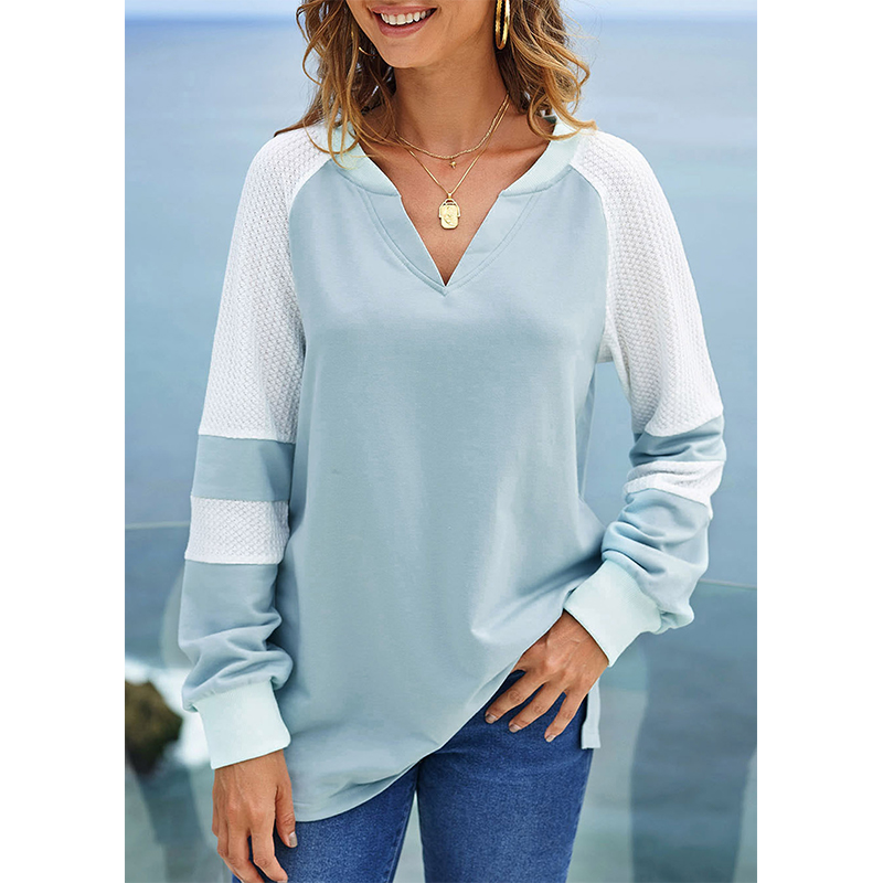 2021 Cross-border Women's Wish Amazon European and American Autumn New Fashion V-neck Loose Stitching Long-sleeved Casual T-shirt, White
2021 Cross-border Women's Wish Amazon European and American Autumn New Fashion V-neck Loose Stitching Long-sleeved Casual T-shirt, White