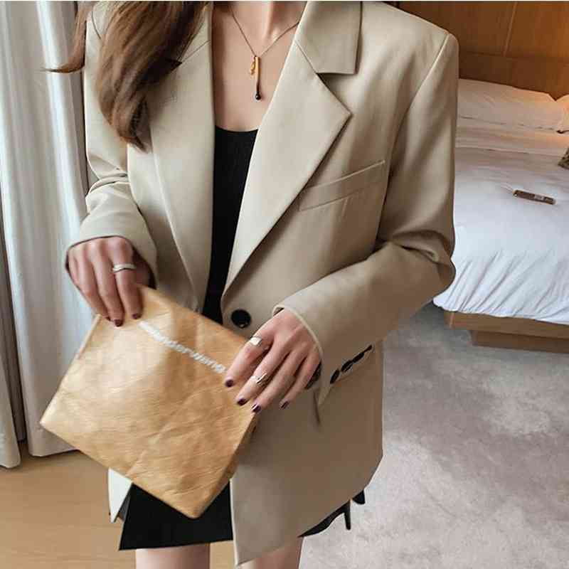 Korean Ol Style Single-breasted Women Suit Blazers Long Sleeve Notched Collar Casual Fashion Workwear Coats Blazers Femme 210515