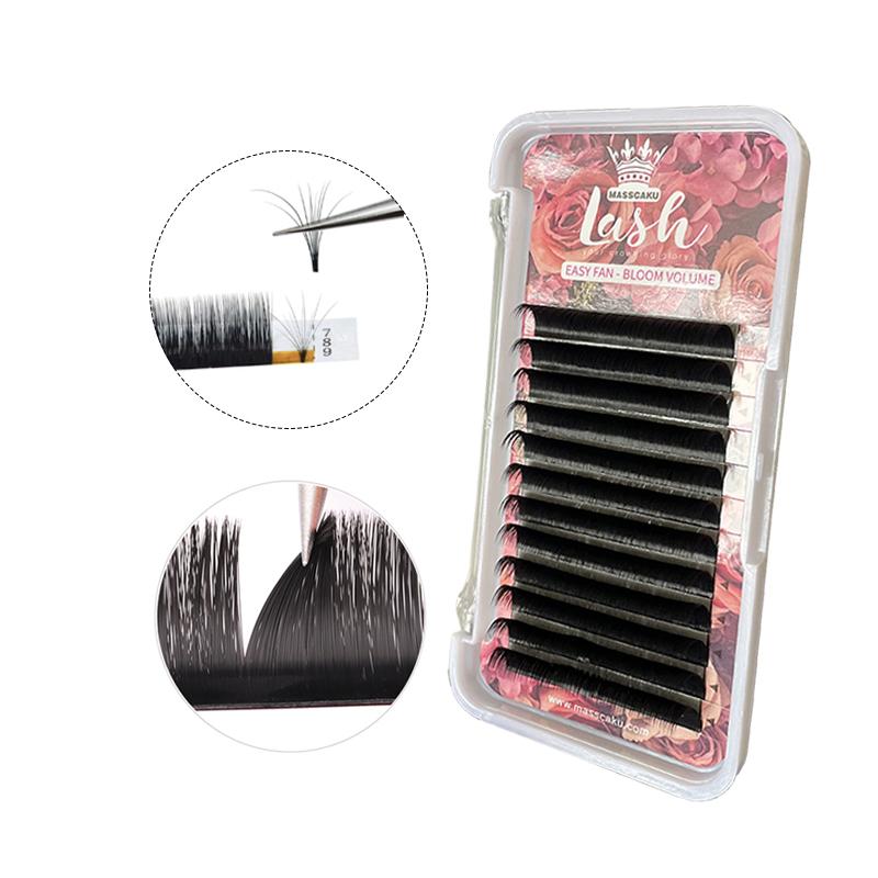

False Eyelashes Selling Cashmere Easy Fan Lashes 1s Blooming Fans Fast Fanning Lash Extension Tray Volume Russian Matte Flowering