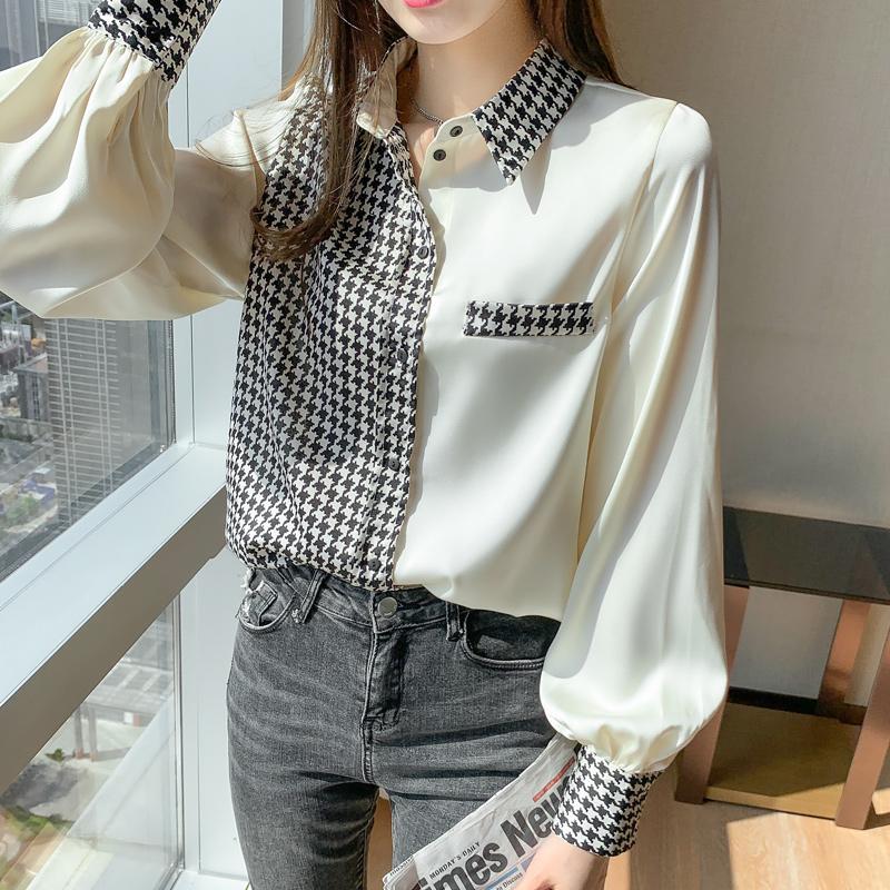 Women' Blouses & Shirts 2021Korean Fashion Satin Blouse Women Office Lady Spliced Tops Patchwork Clothing Shirt Long Sleeve Beige Plus Size, Black
Women' Blouses & Shirts 2021Korean Fashion Satin Blouse Women Office Lady Spliced Tops Patchwork Clothing Shirt Long Sleeve Beige Plus Size, Black