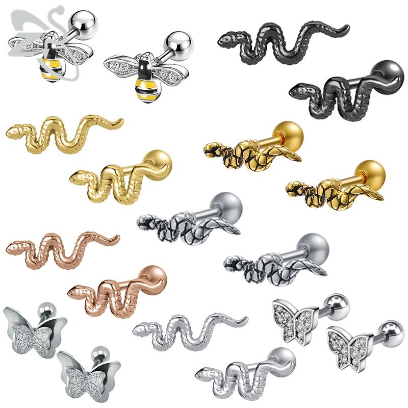 Stud ZS 2pcs/Lot Punk Bee Snake Earrings For Women Men 316L Stainless Steel Earring Ear Conch Tragus Cartilage Piercing
Stud ZS 2pcs/Lot Punk Bee Snake Earrings For Women Men 316L Stainless Steel Earring Ear Conch Tragus Cartilage Piercing