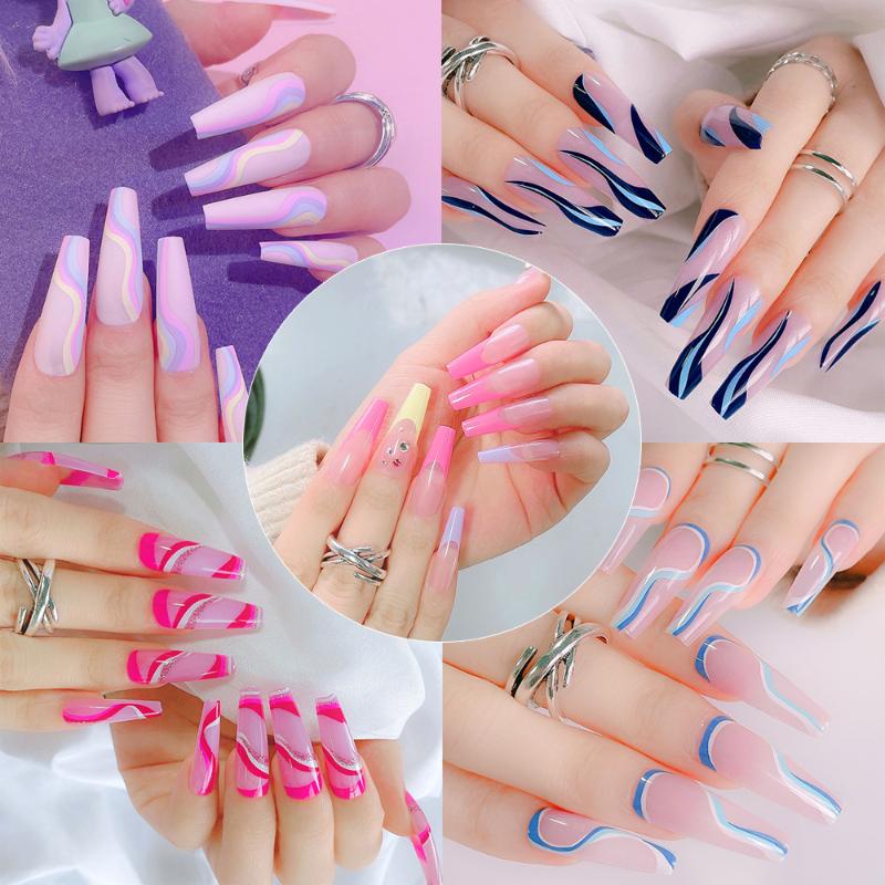 False Nails 24Pcs Waves Colorful Fake Nail Art Tips Long Ballerina Coffin Press On ABS Full Cover Fasle Manicure Tools, Red;gold
False Nails 24Pcs Waves Colorful Fake Nail Art Tips Long Ballerina Coffin Press On ABS Full Cover Fasle Manicure Tools, Red;gold