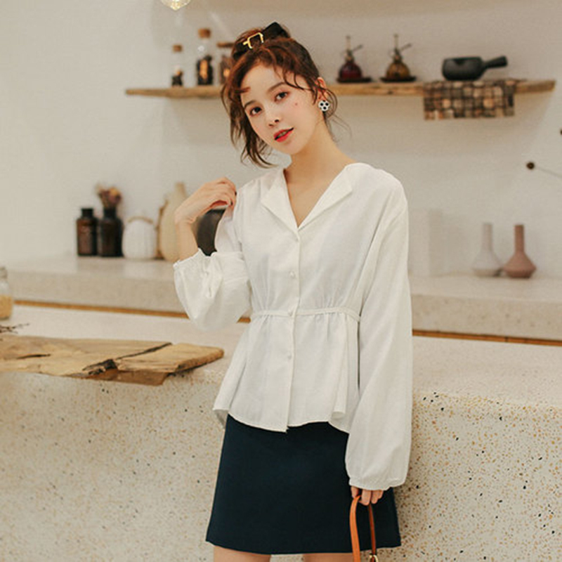 Arrival Spring Autumn Korea Fashion Women Long Sleeve V-neck Shirts All-matched Casual Yellow Blouses Ladies slim Tops S343 210512