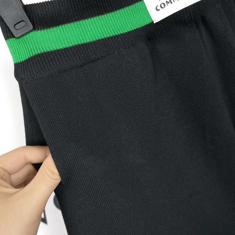 Nomikuma Women Sweater Pants Korean Contrast Color Stretch High Waist Ankle Trousers Causal Knitted Autumn Harem Pants 6D249 210427