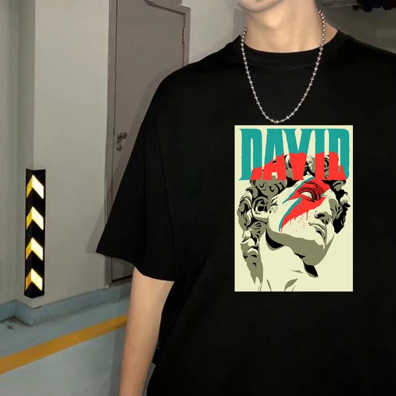 Michelangelo's David Bowie Funny Print Men's t-shirt Harajuku Rock Music Short Sleeve Tops Streetwear Hip hop Joker T Shirts Men, White
Michelangelo's David Bowie Funny Print Men's t-shirt Harajuku Rock Music Short Sleeve Tops Streetwear Hip hop Joker T Shirts Men, White