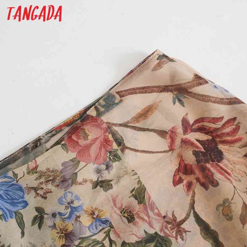 Women Fashion Floral Print Chiffon Blouses Vintage Zipper Female Shirts Chic Tops BE342 210416