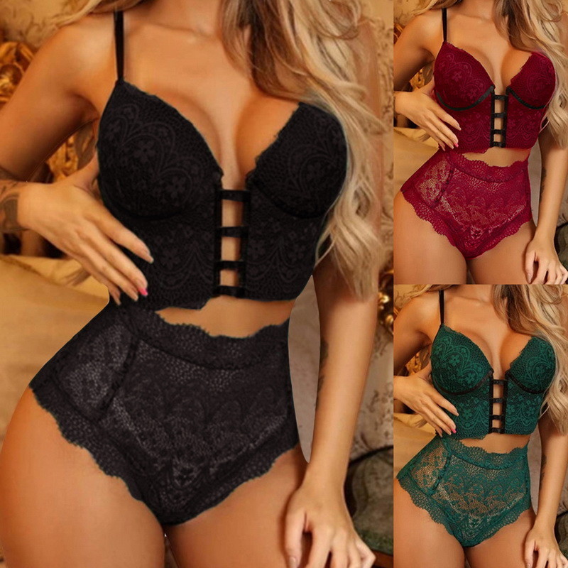 Women Lace Bra Sets Patchwork Underwear Backless Bra Sexy Panties Lingerie Suit Padded Briefs Female Intimates European Clothes 210515