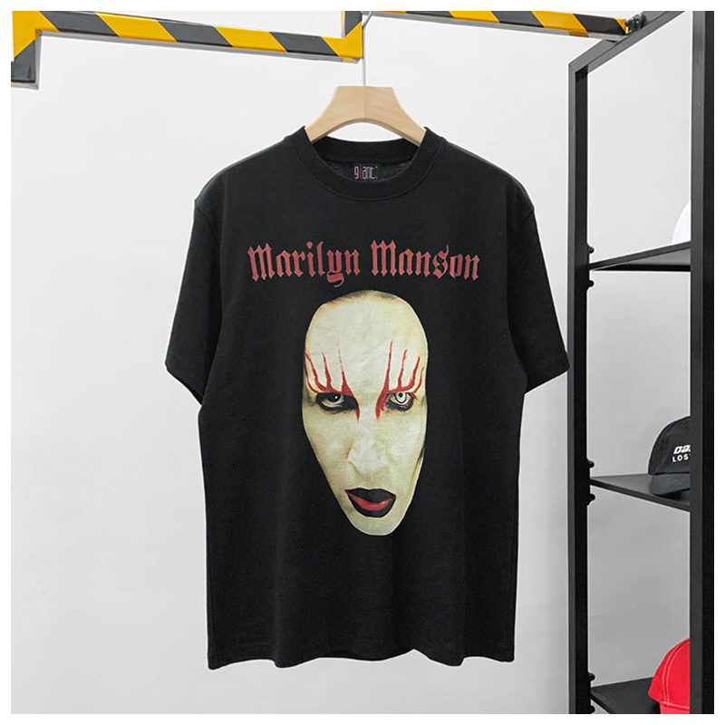 Marilyn Manson series portrait printing 1:1 high quality short sleeve dark Harajuku popular high street American washed t-shirt, Washing black
Marilyn Manson series portrait printing 1:1 high quality short sleeve dark Harajuku popular high street American washed t-shirt, Washing black