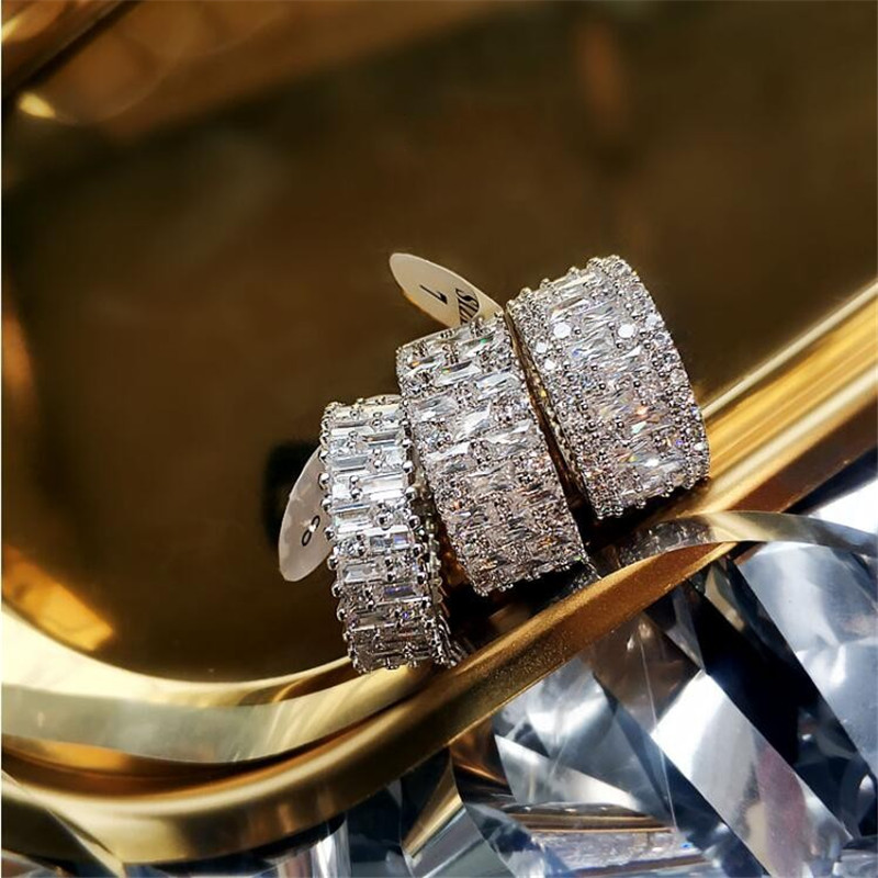 Princess Cut Eternity Ring: Sparkg Topaz Color Cubic Zirconia Wedding Band