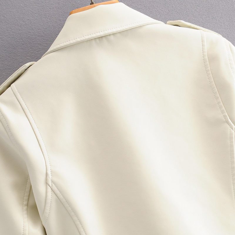 PU Slim Lapel Long Sleeve Windproof Candy Color Chic Korean Motorcycle Female Jacket Harajuku Simple Zipper Women's Coat 210507