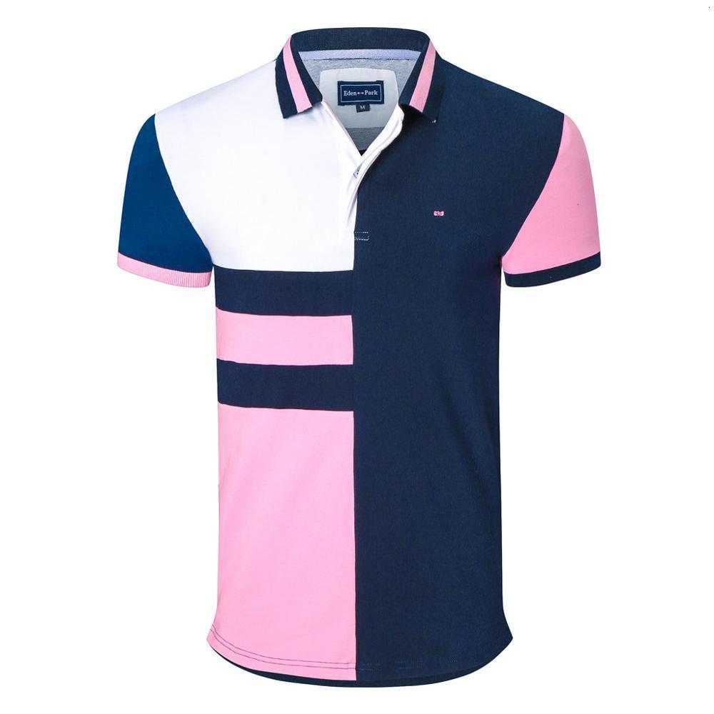 Men's Polos patchwork short polo shirts Eden park brand design cotton stright business casual homme embroidery tops plus 3xl VBTV
