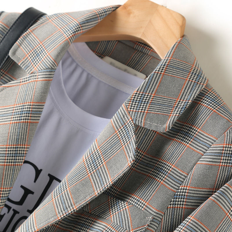 Fashion Autumn Women Plaid Blazers and Jackets Work Office Lady Suit Slim Double Breasted Business Female Blazer Coat 210524