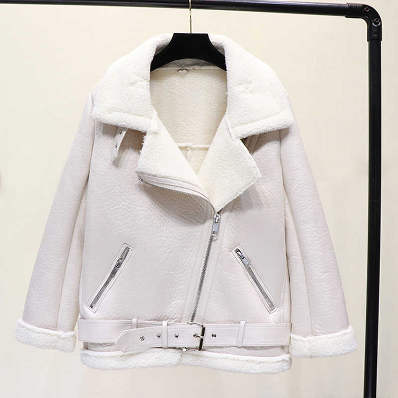 Aigo Winter Coat Thickness Faux Leather Fur Sheepskin Female Jacket Outwear Casaco Feminino 210908