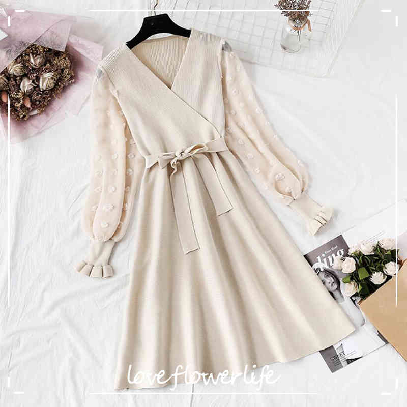 Spring Autumn Women Knitted Dress V-neck Chiffon Patchwork Sweater Dresses Lady Slim Bow A-line Long Sleeve Dress Vestidos 210521, Pink
Spring Autumn Women Knitted Dress V-neck Chiffon Patchwork Sweater Dresses Lady Slim Bow A-line Long Sleeve Dress Vestidos 210521, Pink