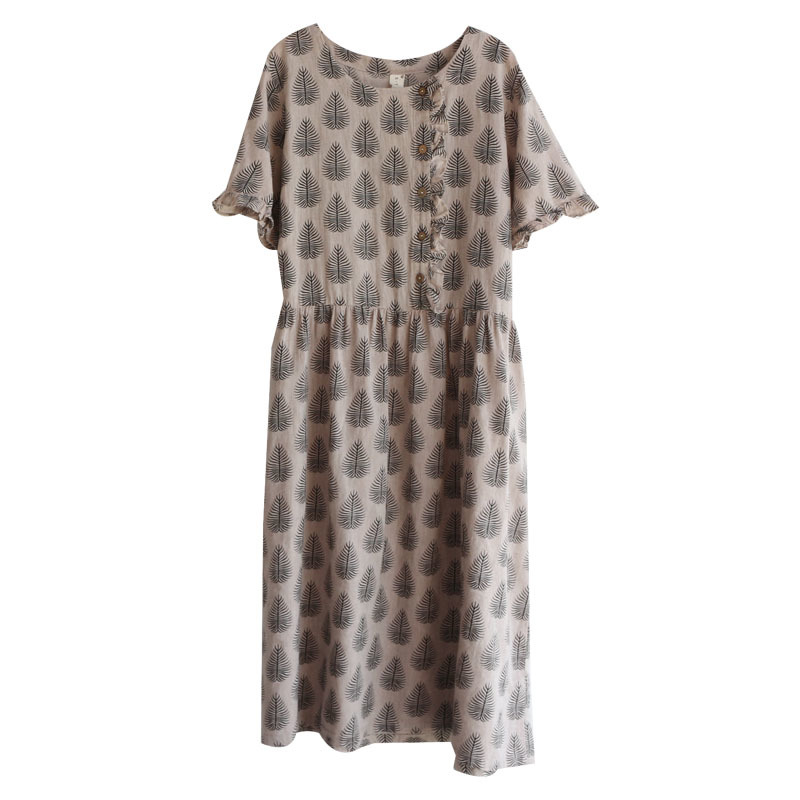 Casual Dresses Vintage Leaf Shadow Round Neck Short Sleeve Cotton line VS7T, Picture
Casual Dresses Vintage Leaf Shadow Round Neck Short Sleeve Cotton line VS7T, Picture