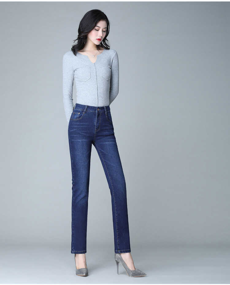 Lguc.H Women Straight Jeans Stretch Female Classic Pants Fashion Korean Trouser for Girls Jean Pantalon Femme Blue 26 34 XS 210809