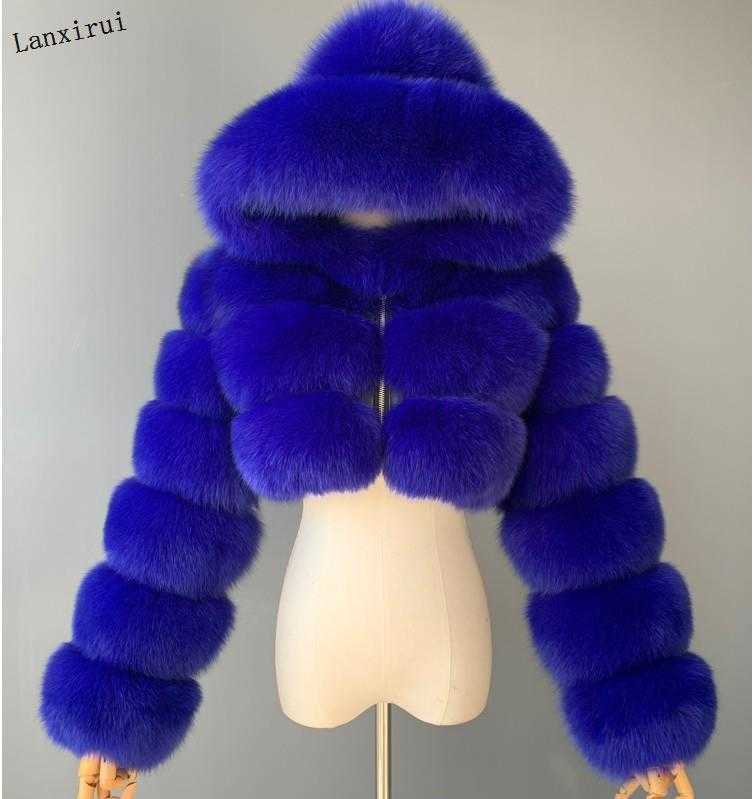 High Quality Furry Cropped Faux Fur Coats And Jackets Women Fluffy Top Coat With Hooded Winter Fur Jacket Manteau Femme8742636
