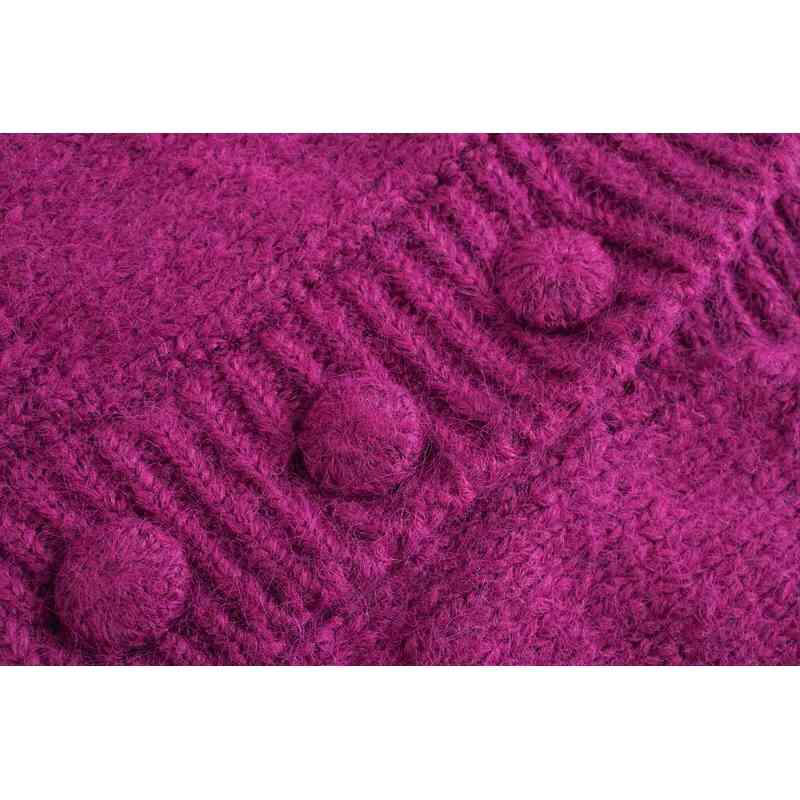 Stylish Women 3/4 Puff Sleeve Purple Cropped Cardigan Retro V neck Knitted High Waist Short Sweater Punk pull Korea Clothes 210429