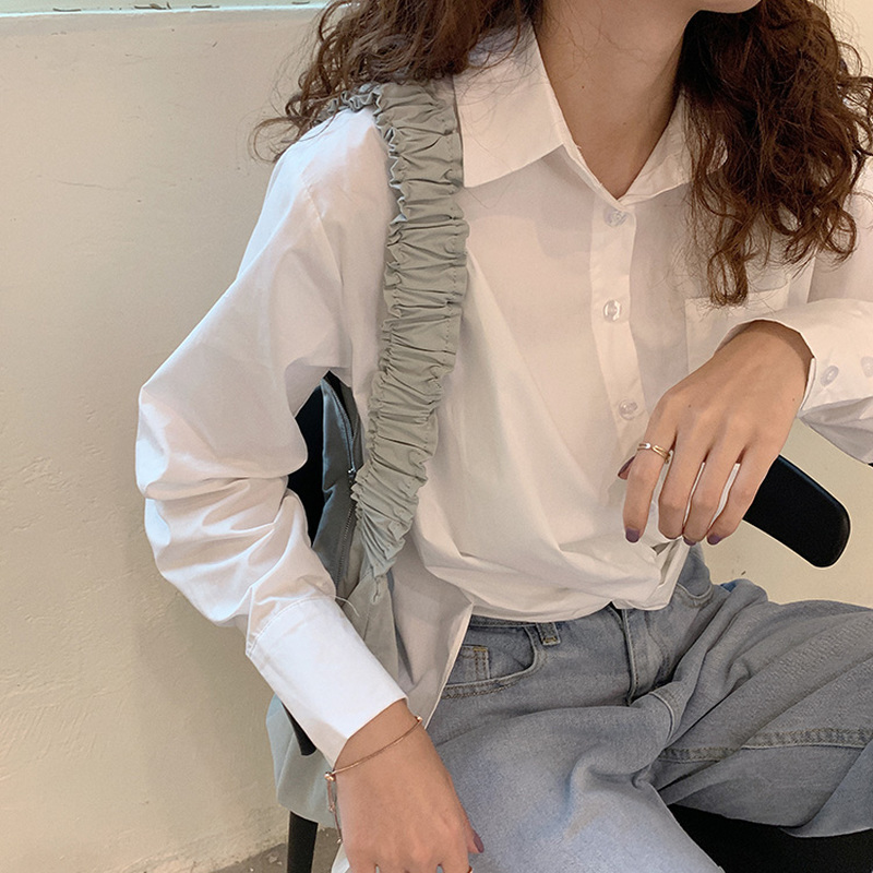 White Long Sleeve Shirts Female Turn-down Collar Ladies Blouse Cotton Shirt Women Tops Autumn Plus Size Loose Clothes 12500 210506