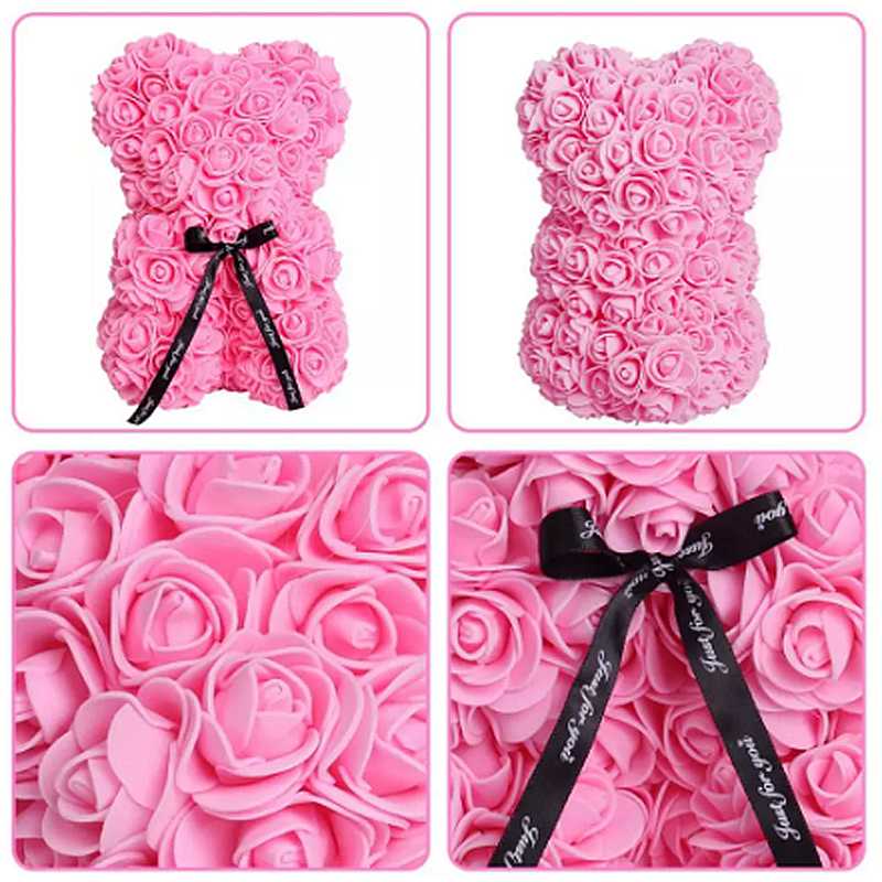 Decorative Flowers & Wreaths 25cm Teddy Bear Rose Artificial For Women Valentines Wedding Birthday Gift Packaging Box Home Decor Dropship