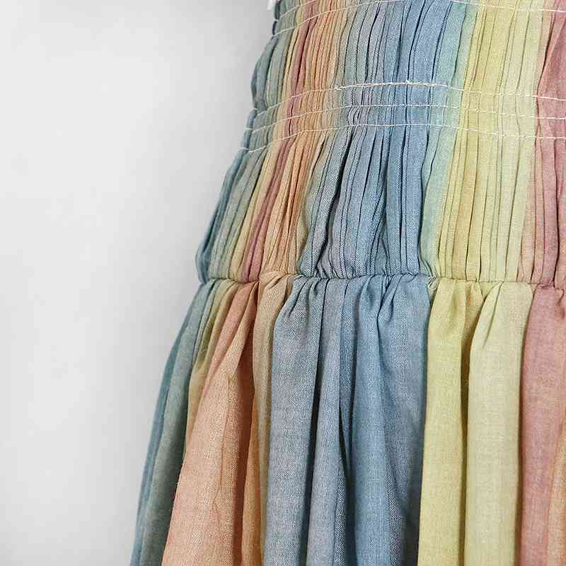 VGH Hit Color Striped Skirt For Women High Waist Elegant Casual Midi Skirts Female Fashionable New Clothing Spring Tide 210421