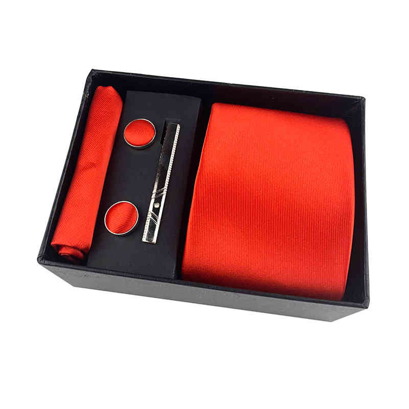 Necktie Scarf Corbata 2021 Paisley Men's Tie Square Cuff Clip Gift Box Set Business Leisure Black