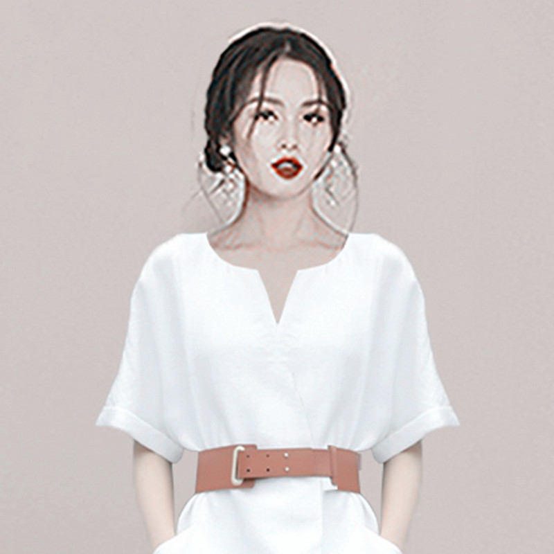 Summer Fashion European Station Women's Dress Wind Simple Short Sleeve V-neck Temperament With Belt 210506