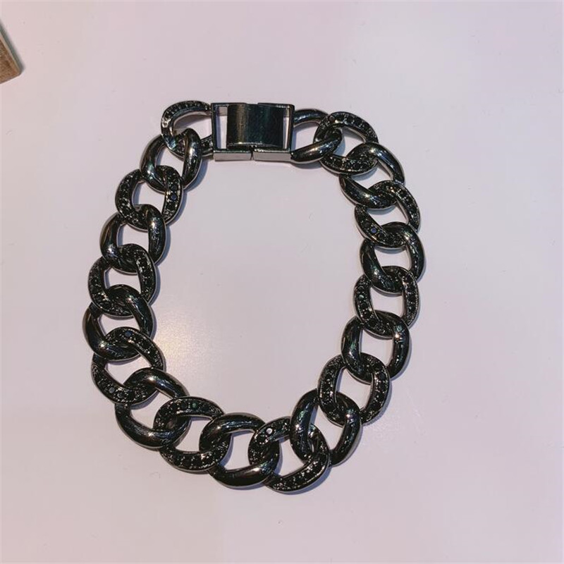 Hip Hop Vintage White&Black Gold Fill Pave White Sapphire CZ Dia Bracelet