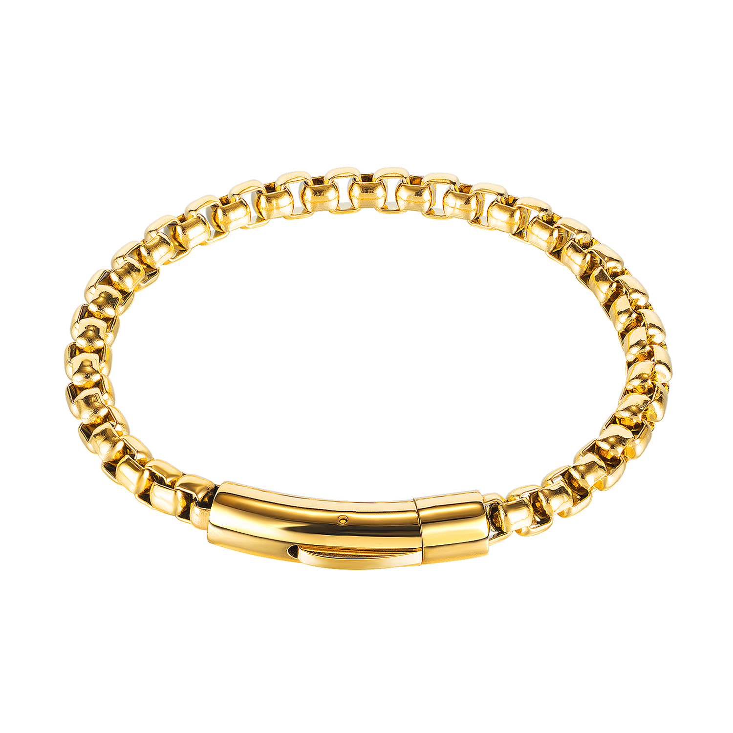 GX1137 6mm 8 inch Silver/ Gold/ black Stainless Steel Square Link Chain Bracelet Bangle Hip-hop Punk Mens Gifts