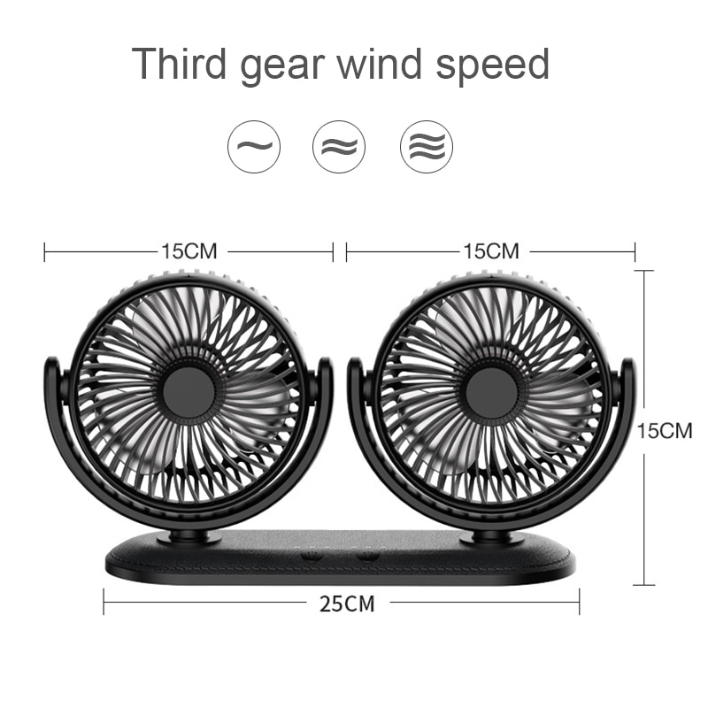 Portable Mini Car Fan 360 Degree AllRound Adjustable Auto Air Cooling Dual Head Usb Fans Quiet Small Desktop Fan2154