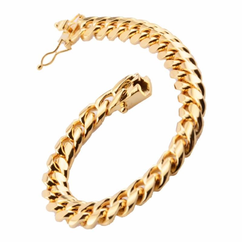 Chain On Hand Mens Bracelet Gold Stainless Steel Steampunk Charm Cuban Link Silver Gifts For Male Accessories
