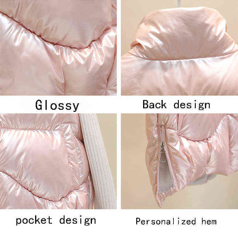 Pink Jackets For Women Winter Warm Padded Puffer Gilet Vests Sleeveless Parkas Jacket White Duck Down Coat Fall 211120