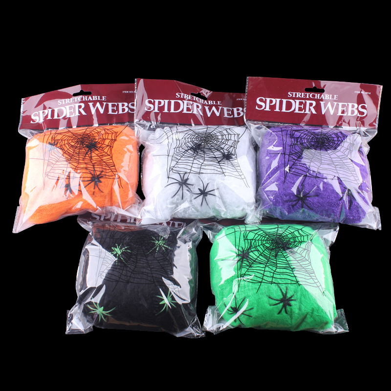 20g Halloween Scary Party Decor Stretchy Spider Web Cobweb Cotton Horror Halloween Decoration for Bar Haunted House Scene Props