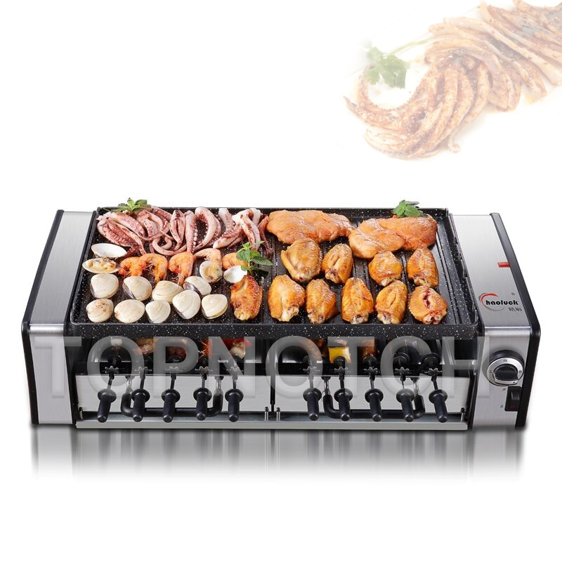220V Household Electric Barbecues Machine Automatic Rotating Grill Skewers Maker Smoke Free Non Stick Barbecue Rack