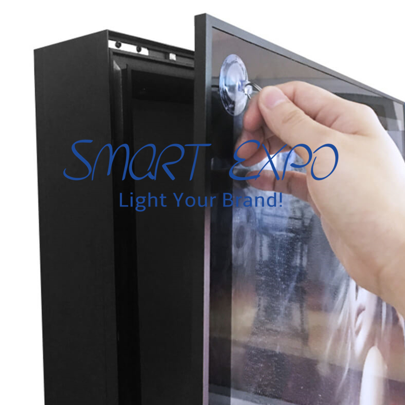 60*150cm Outdoor Store Front Poster Board Advertising Display Double Moving Light Box with Base Wheels Wooden Case Packing