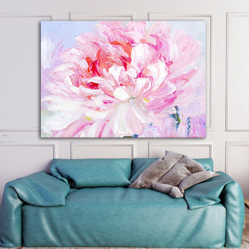 Pink Flower Posters And Prints Abstract Canvas Painting Wall Art For Living Room Decorative Pictures Frameless
