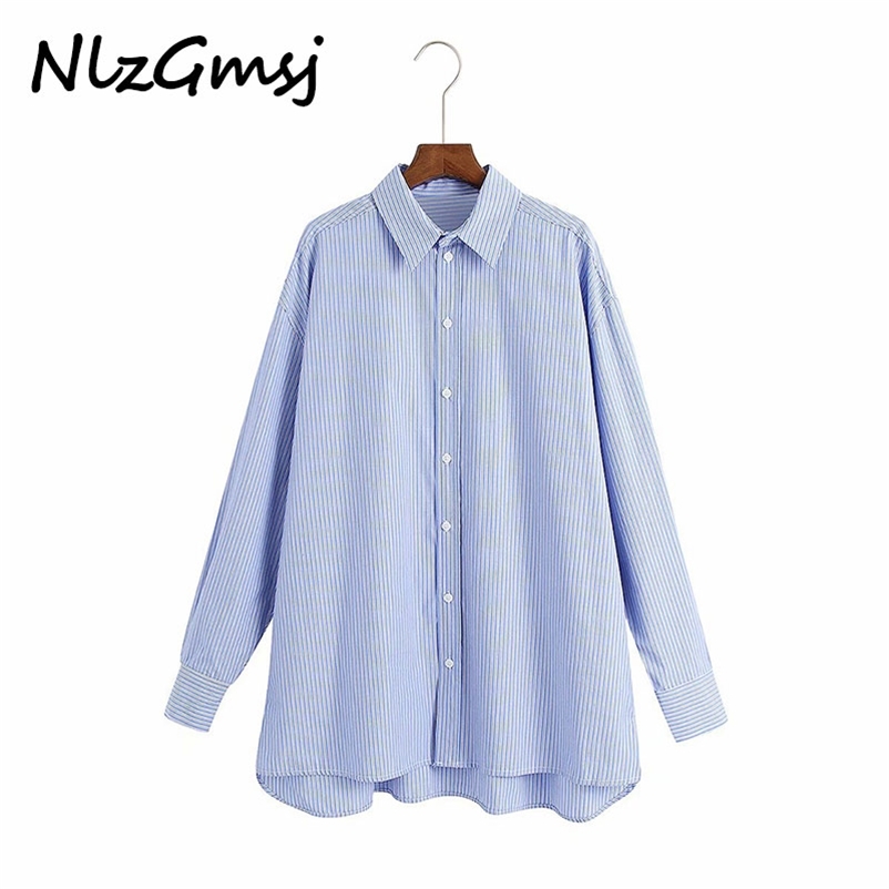 Blouses Shirts Boyfriend Single-Breasted Female Blue Striped Fashion Spring Autumn Oversized Tops For Women 210628, As picture
Blouses Shirts Boyfriend Single-Breasted Female Blue Striped Fashion Spring Autumn Oversized Tops For Women 210628, As picture