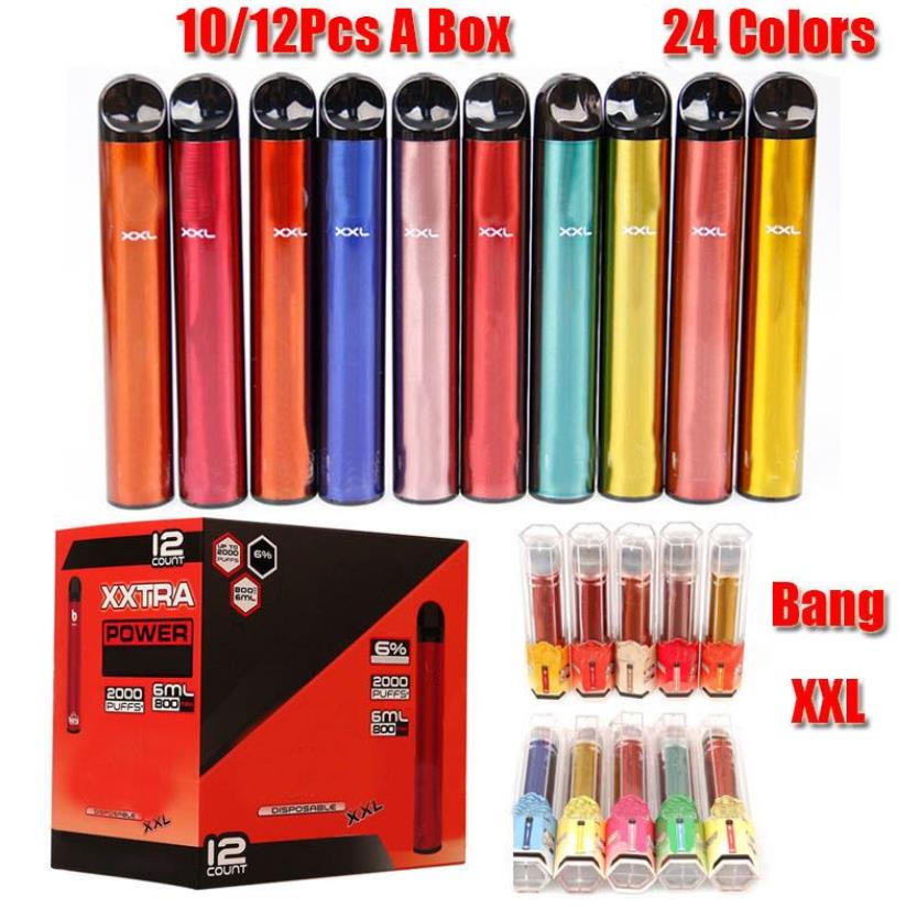 Bang XXL Disposable Device 800mAh Battery Pre-filled 6ml Pod 2000 Puffs XXtra Kits Vape Pen VS Bar Plus XL Randm Dazzle Pro
Bang XXL Disposable Device 800mAh Battery Pre-filled 6ml Pod 2000 Puffs XXtra Kits Vape Pen VS Bar Plus XL Randm Dazzle Pro